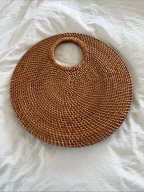 Mark & Graham rattan circle clutch